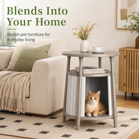 MINDYES 3-In-1 Cat Bed Furniture, Coffee Table Stool or Cat House for Indoor & Outdoor, Light Brown