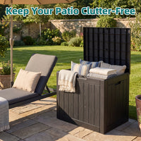 MINDYES 33 Gallon Deck Box, Lockable Patio Outdoor Storage Box for Furniture, Garden Tools and Tools Storage,Black