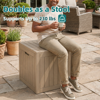 MINDYES 30 Gallon Resin Deck Box, Waterproof UV Resistant Outdoor Storage Box for Patio Garden, Beige