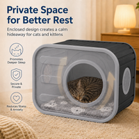 MINDYES Cat Bed for Indoor Outdoor, Home Decor Camera-Shaped Cat House with Cushion for All Cats, Gray