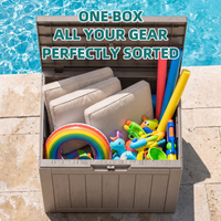 MINDYES 33 Gallon Deck Box, Outdoor Storage Box for Furniture, Garden Tools, Tools Storage with Lockable Patio,Beige