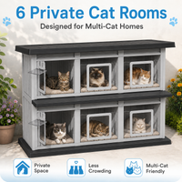 MINDYES Double-Layer Outdoor Cat House, Weatherproof Roof & Thickened Eaves for Feral Cats & Cattery, Black
