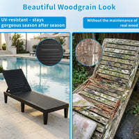 MINDYES Patio Chaise Lounge Chair, Outdoor Lounge Chair 5 Positions Pool Lounger, Black
