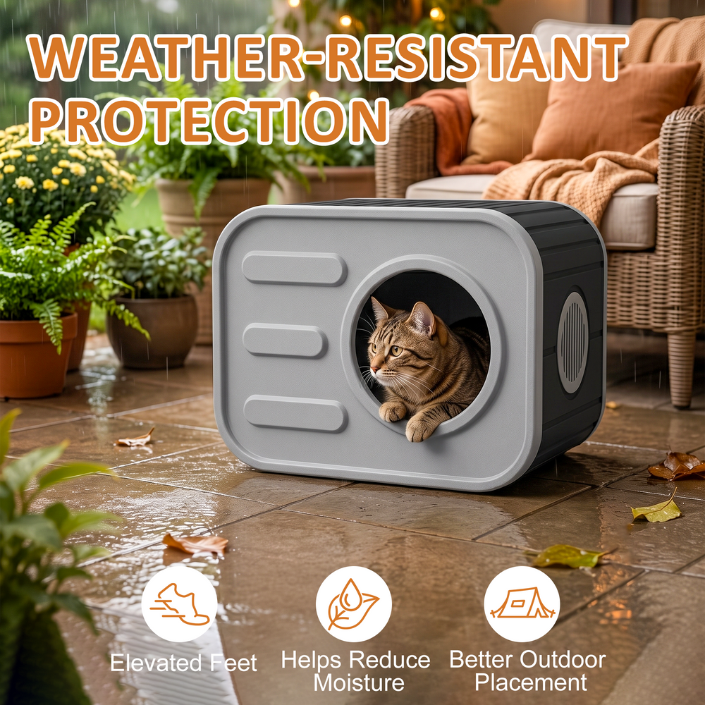 MINDYES  Indoor Cat Bed, Camera-Shaped Cat House Weatherproof Feral Pet Shelter for Cats Kittens & Puppies, Gray