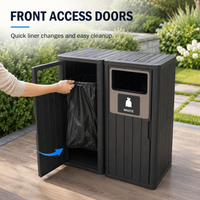 MINDYES 66 Gallon Large Outdoor Trash Bin, Waterproof Resin Garbage Can with Garbage Labels for Garden Backyard, Black