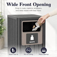 MINDYES 33 Gallon Outdoor Trash Bin with Garbage Labels, Home Garbage Can for Patio Porch & Backyard, Black