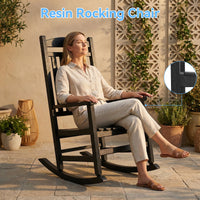 MINDYES Outdoor Rocking Chair Set of 2, Resin Patio Rocking Chair, Heavy Duty Front Porch Rocker, Black