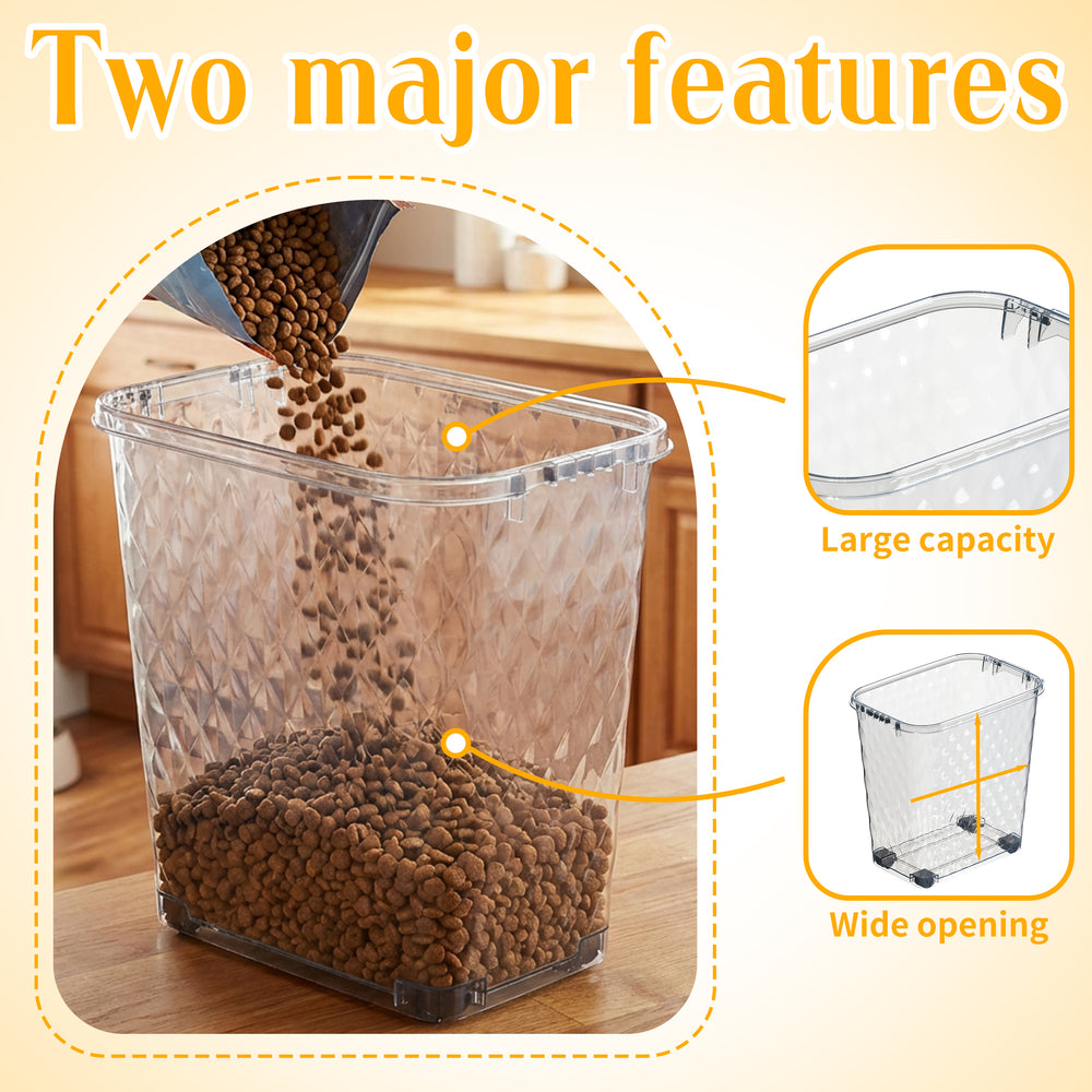 MINDYES 2 Set Dog & Cat Food Storage, 70 Lb Airtight Pet Food Storage Container with 2Pcs Scoop & Slow-Feeder Bowl