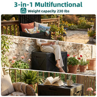 MINDYES 35 Gallon Deck Box, Outdoor Storage Boxes for Patio Cushions, Pool Toys & Garden Tools, Black