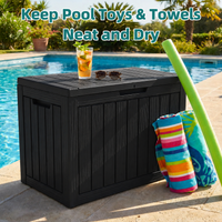 MINDYES 50 Gallon Deck Box, Outdoor Storage Box for Furniture, Garden Tools and Tools Storage, Black