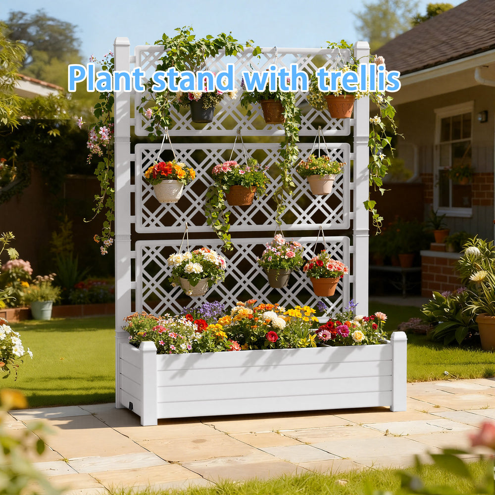 MINDYES Raised Garden Bed with Trellis and Wheels,78L 59