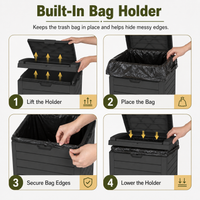 MINDYES 31 Gallon Outdoor Trash Bin with Lid & Drip Tray, Large Hideaway Garbage Can for Porch & Backyard, Black