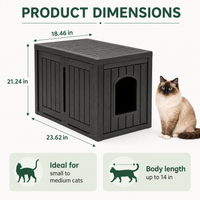 MINDYES Hidden Multifunctional Cat Litter Box Enclosure Furniture with Divider for Living Room Bedroom Hallway, Black