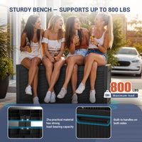 MINDYES 300 Gallon Wicker Deck Box, Outdoor Storage for Patio Furniture Cushions, Pool Equipment & All Tools, Black