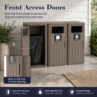 MINDYES 99 Gallon Large Outdoor Trash Can, Waste Container with Garbage Labels for Patio Porch & Backyard, Light Brown