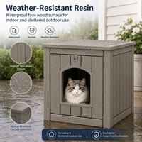 MINDYES Outdoor Cat House, Weatherproof 35Gal Pet Shelter for All Small Pets, Light Brown