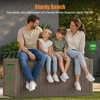 MINDYES 260 Gallon Outdoor Deck Box, 3-IN-1 Large Storage Box for Locker, Stool & Table, Beige