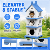 MINDYES Outdoor Three-Tier Cat Bed, Weatherproof Cat House Pet Shelter for Garden & Patio, Blue