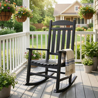 MINDYES Outdoor Rocking Chair, All-Weather Patio Rocker for Balcony Backyard Poolside, Black