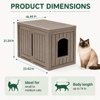 MINDYES Multifunctional Cat Cabinet, Hidden Cat Litter Box Furniture with Divider for Indoor Outdoor, Light Brown