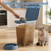 MINDYES 2 Set Dog & Cat Food Storage, 70 Lb Airtight Pet Food Storage Container with 2Pcs Scoop & Slow-Feeder Bowl