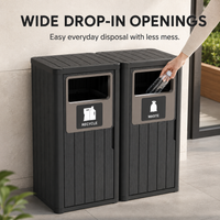 MINDYES 66 Gallon Large Outdoor Trash Bin, Waterproof Resin Garbage Can with Garbage Labels for Garden Backyard, Black