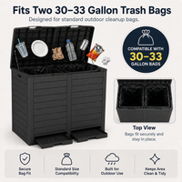 MINDYES 62 Gallon Outdoor Trash Can with Lid,  Hideaway Garbage Can for Patio Porch & Backyard, Black
