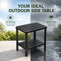 MINDYES Outdoor Side Table, Waterproof 2-Tier Patio End Tables Small Outdoor Table for Garden Patio Porch Backyard & Pool
