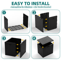 MINDYES 30 Gallon Deck Box, Outdoor Resin Storage Box, Waterproof Patio Lockable Outside Cushions, Black