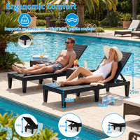 MINDYES Patio Chaise Lounge Chair Set of 2, 5-Positions Adjustable Outdoor Lounge Chair, Beige