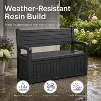 MINDYES 82 Gallon Outdoor Storage Bench and Deck Box Organization Storage Combi for Patio Garden, Black
