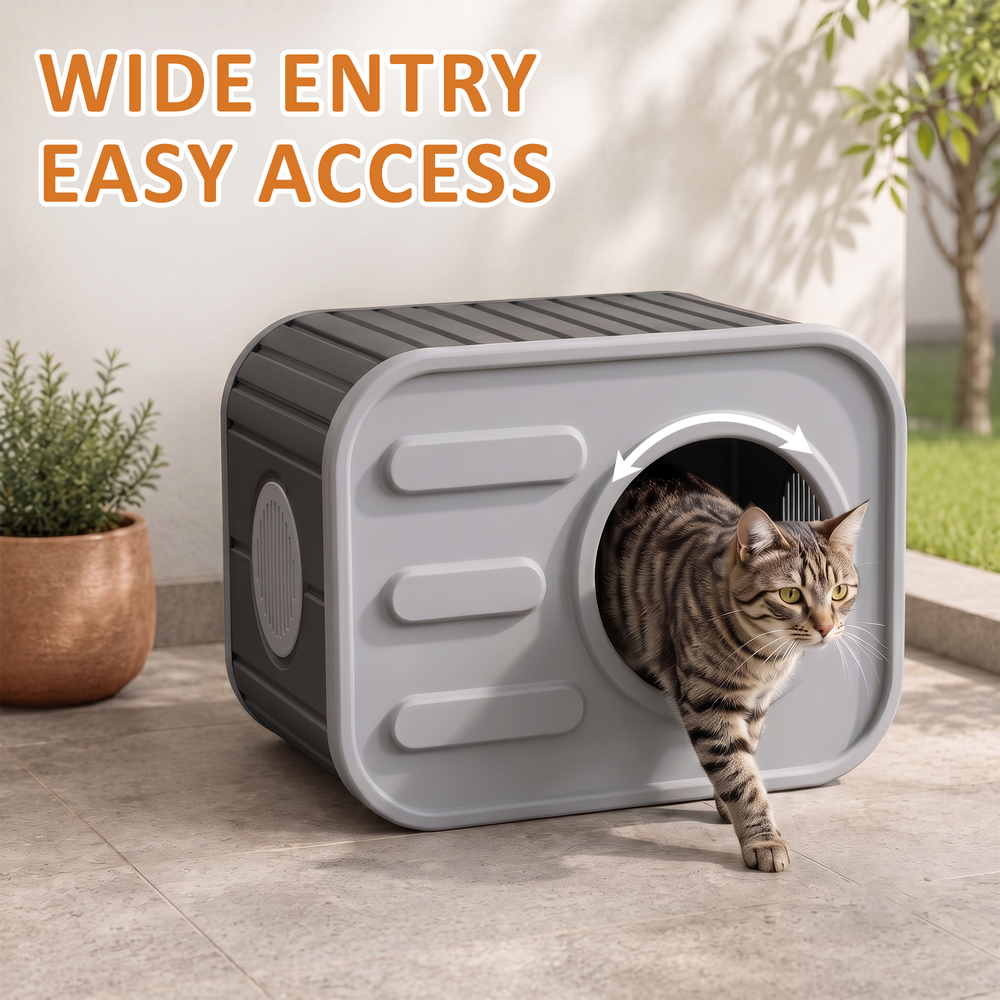MINDYES  Indoor Cat Bed, Camera-Shaped Cat House Weatherproof Feral Pet Shelter for Cats Kittens & Puppies, Gray