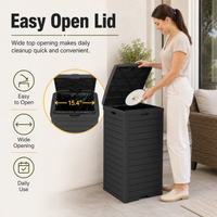 MINDYES 31 Gallon Outdoor Trash Bin with Lid & Drip Tray, Large Hideaway Garbage Can for Porch & Backyard, Black