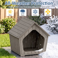 MINDYES Outdoor Cat House Weatherproof Faux Wooden Pet Shelter for Cats Kittens & Puppies, Light Brown