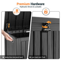 MINDYES 210 Gallon Deck Box, Mega Outdoor Storage Cabinet for Patio Furniture Cushions, Pool Equipment & Holiday Decor, Black