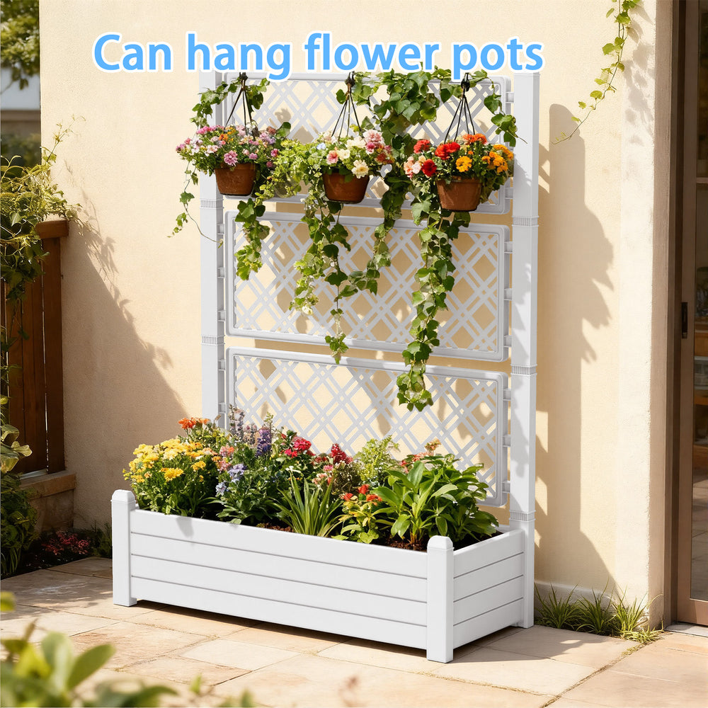 MINDYES Raised Garden Bed with Trellis and Wheels,78L 59