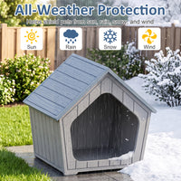 MINDYES Cat House Weatherproof Shelter for Feral Cats & Kittens, Resin Faux Wooden for Indoor & Outdoor, Blue