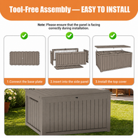 MINDYES 260 Gallon Outdoor Deck Box, 3-IN-1 Large Storage Box for Locker, Stool & Table, Beige