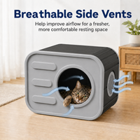 MINDYES Cat Bed for Indoor Outdoor, Home Decor Camera-Shaped Cat House with Cushion for All Cats, Gray