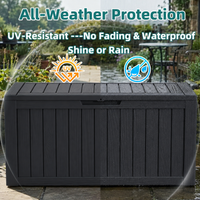 MINDYES 90 Gallon Deck Box, Large Capacity Outdoor Storage for Patio Furniture Cushions, Pool Floats & Party Supplies, Black