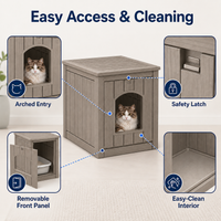 MINDYES Outdoor Cat House, Weatherproof 35Gal Pet Shelter for All Small Pets, Light Brown