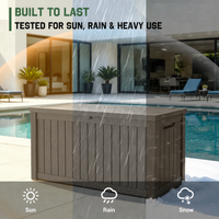 MINDYES 150 Gallon Deck Box, Extra Large Outdoor Storage for Patio Furniture Cushions, Pool Equipment & Garden Tools, Beige
