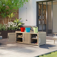 2-Tier Storage Bench Entryway Shoe Bench with 3 Doors and Adjustable Shelf