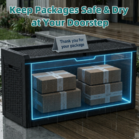 MINDYES 70 Gallon Wicker Deck Box, Outdoor Storage for Patio Cushions, Pool Toys & Garden Tools, Black