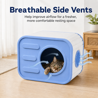 MINDYES Indoor Cat Bed with Cushion, Camera-Shaped Cat House for Cats Kittens & Puppies, Blue