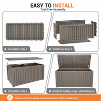 MINDYES 210 Gallon Resin Deck Box, 3-IN-1 Outdoor Storage Cabinet for Locker, Stool & Table, Beige