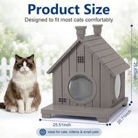 MINDYES Cat House Outdoor Pet Shelter Weatherproof Faux Wood for Cats, Kittens & Small Dog, Light Brown