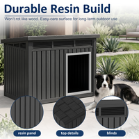 MINDYES Classic Dog House Outdoor Faux Wooden Shelter with Weatherproof Roof Removable Floors for Medium Small Dogs, Black