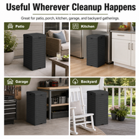 MINDYES 31 Gallon Outdoor Trash Bin with Lid & Drip Tray, Large Hideaway Garbage Can for Porch & Backyard, Black