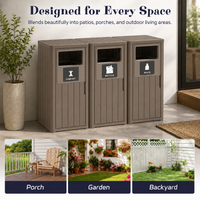 MINDYES 99 Gallon Large Outdoor Trash Can, Waste Container with Garbage Labels for Patio Porch & Backyard, Light Brown